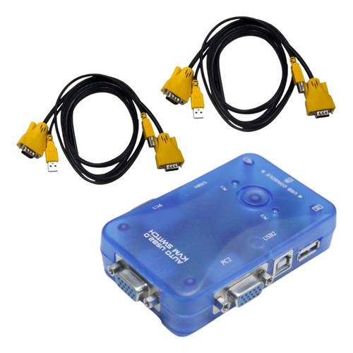 Chaveador Kvm Usb Switch 2 Porta Vga/kit C/2 Cabos Kvm Autom