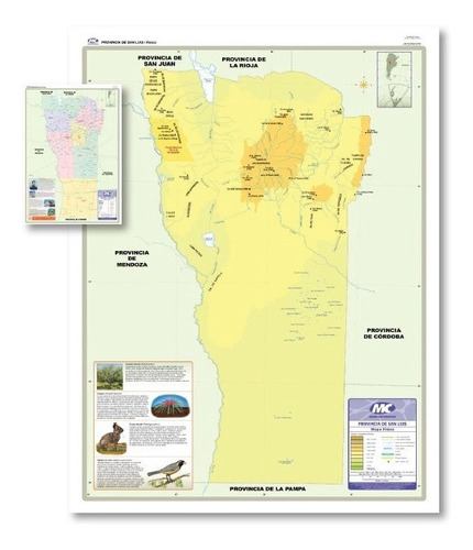 Mapa Prov. De San Luis Mural (político/físico) Doble Faz