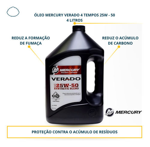 Óleo Lubrificante Mercury Verado 25w50 4 Litros