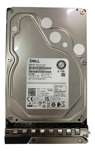 Hd Dell 2tb Sata 6gbps 7.2k Rpm Lff 3.5 Hot-swap Com Gaveta Prateado