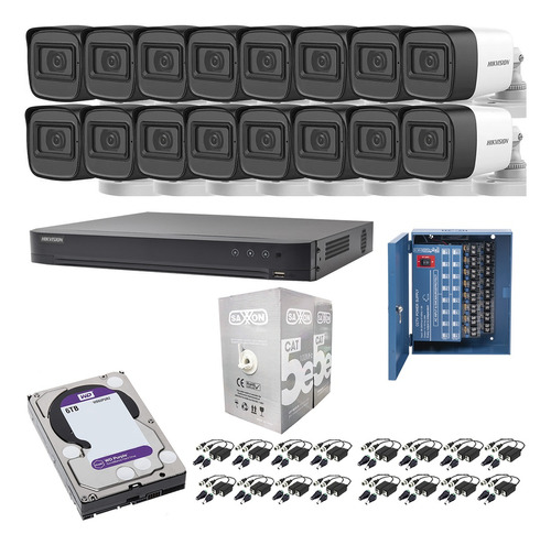 Kit Circuito Cerrado 16 Cámaras Dvr 16 Canales 5 Mp Cctv 6tb