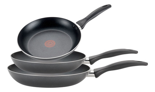 Set X3 Sarten Tefal Teflon Antiadherente 20/24/26 Cm Color Negro