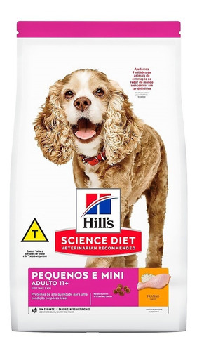 Alimento Hill's Science Diet 11+ para cão senior de raça mini e pequena sabor frango em sacola de 3kg