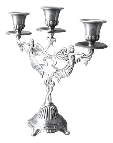 Candelabro De Metal Con Diseño Antiguo, 3 Brazos, Elegante