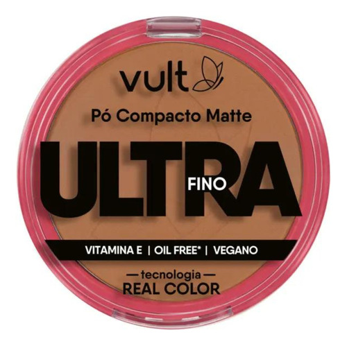 Base de maquiagem em pó compacto Vult Pó Compacto Matte Ultrafino - Vult tom médio - 9g