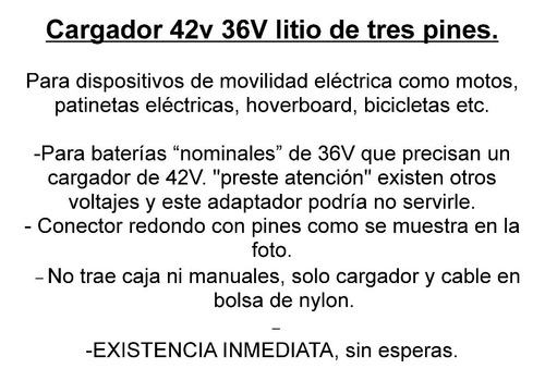 Cargador Patineta Electrica Fuente 42v 36v Hoverboard Emn