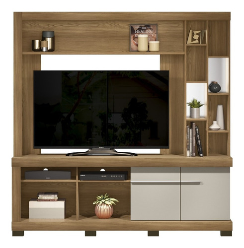 Suporte de TV de mesa Entertainment Center + gratuito Capital Federal Oak Color/OFF White