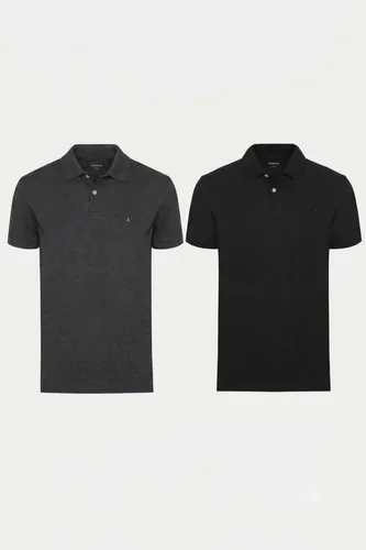 Kit Aramis 2 Polos Algodão Piquet Preto E Grafite Preto M