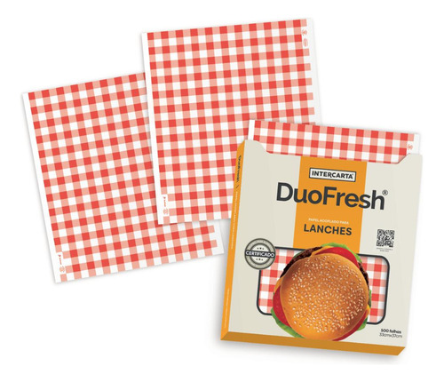 Papel Acoplado Duofresh Burger Lanches 33x37 C/500 Vermelho