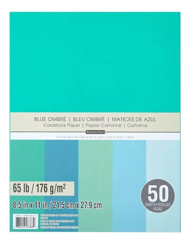 Cartulina Carta Recollections Blue Ombre 50 Hojas