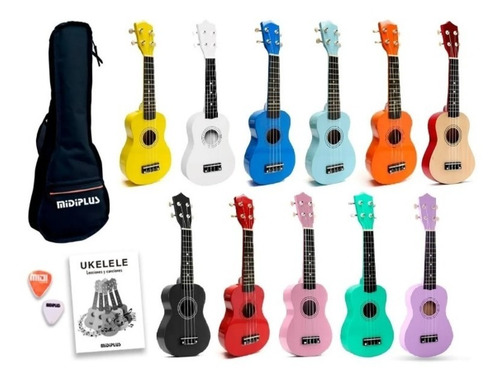 Imagen 8 de 10 de Ukelele Soprano Midiplus Madera Colores Varios + Funda