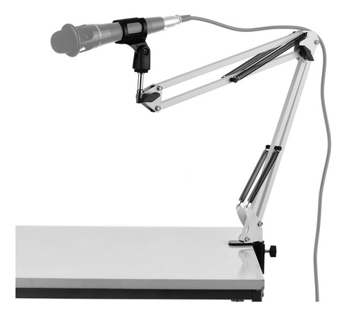 Braço Articulado Suporte De Mesa Para Microfones Cor Branco