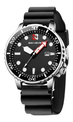 Relogio Preto Masculino Aqualand Original Borracha Ben Nevis