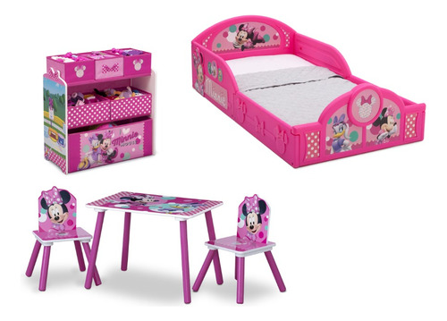 Cama Infantil Juguetero Mesa Dos Sillas Minnie Mouse