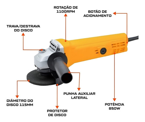 Furadeira 13mm Com Esmerilhadeira 115mm 900w Profissional