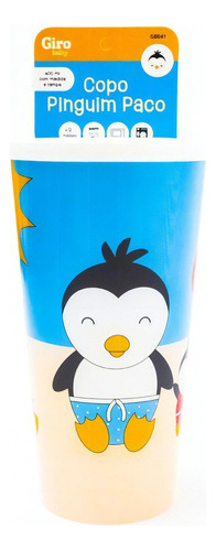 Copo Infantil Com Tampa Eco Pinguim 400ml - Giro Baby Cor Colorido