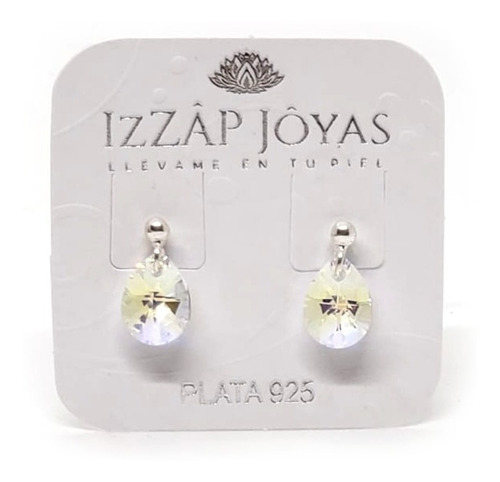 Aros Cristal Swarovski Gota Con Bolitas Pasantes Plata 925