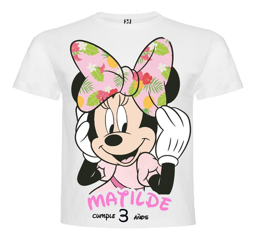 Polera Estampada Niña Cumpleaños Minnie Mouse Diseño 3