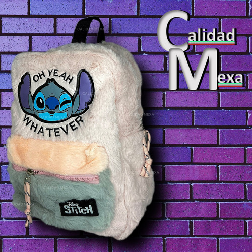 Mochila Stitch Suave Afelpada Viaje Cierre Reforzado+regalo
