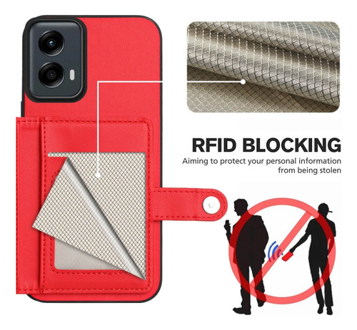 Compatible Funda Rfid Con Bolsa De Tarjetas For Motorola Edge 50 Pro P