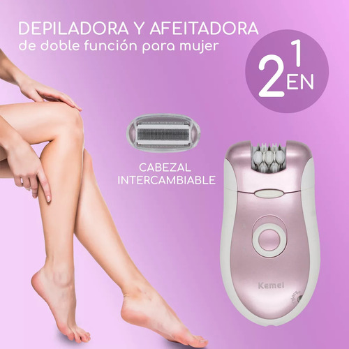 Depiladora / Afeitadora 2 En 1 Kemei Full Edition Mujer Km-2068a
