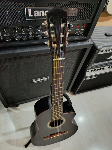 Guitarra Criolla Morison Con Corte Y Funda Okm Negro (Usado)