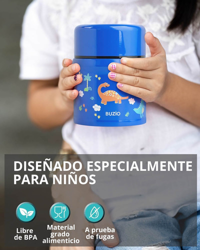 Termo Comida Niños Acero Inoxidable 290 Ml-dinosaurios Azul