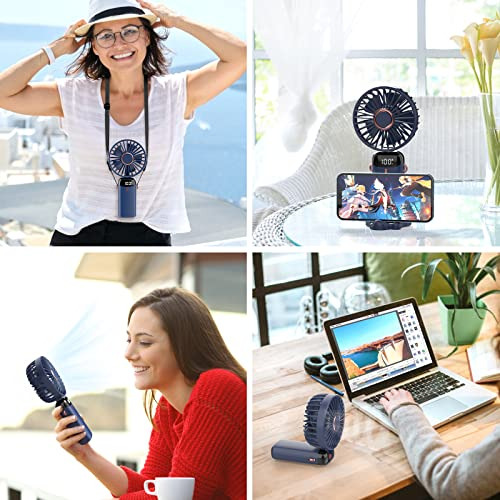 Ventilador Personal 5 Modos Usb-c Recargable 4000mah Azul