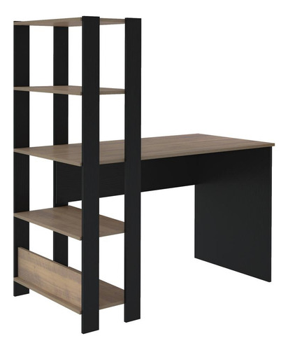 Escrivaninha 120cm Com Estante Lateral Multimóveis Cr25207 Cor Off White/Carvalho