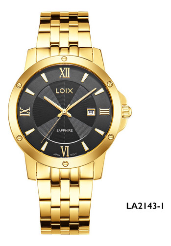 Reloj Hombre Loix® La2143-1 Dorado Con Tablero Negro