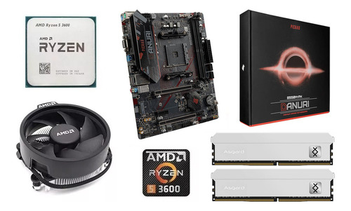 Kit Amd Ryzen 5 3600 C/ Cooler + Placa Mãe B550 + 16gb Ddr4 Cor Preto