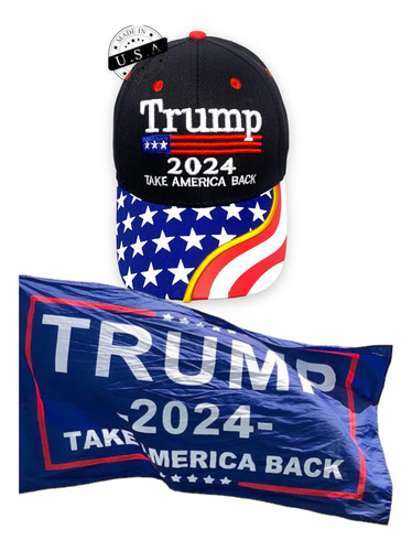 Gorra De Béisbol Trump 2024 Con La Bandera De Estados Unidos