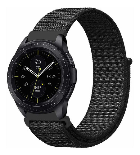 Pulseira Nylon Loop 20mm Para Samsung Galaxy Watch 3 41mm Cor Preto