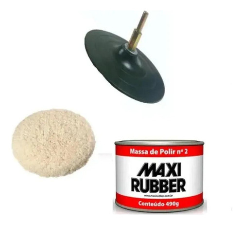 Kit Polimento Furadeira Disco + Adaptador Massa 500g Boina