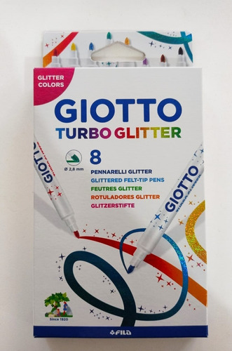 Marcador Giotto Turbo Glitter 8 Colores Lavables