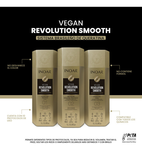 Kit Sí Keratina Inoar Vegan Revolution Smooth alisado de 3000mL 3kg