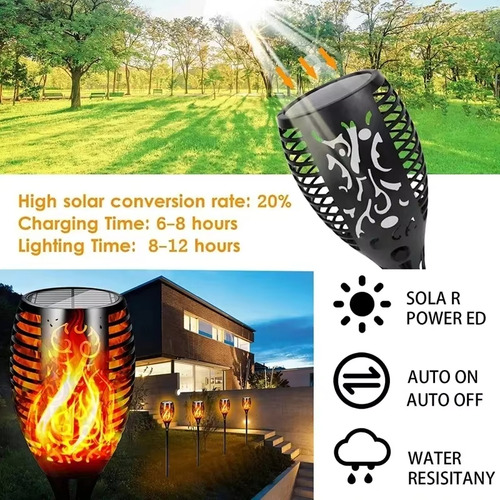 2 Luces Solares 51 Led Antorcha Impermeable Piso