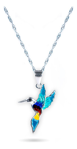 Dije Colibri Y Cadena Plata 925 Mujer 