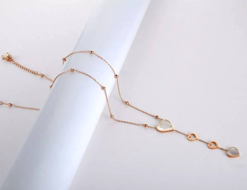 Imagen 3 de 3 de Collar Gargantilla Mujer Acero Oro Dije Corazón Perla Amor