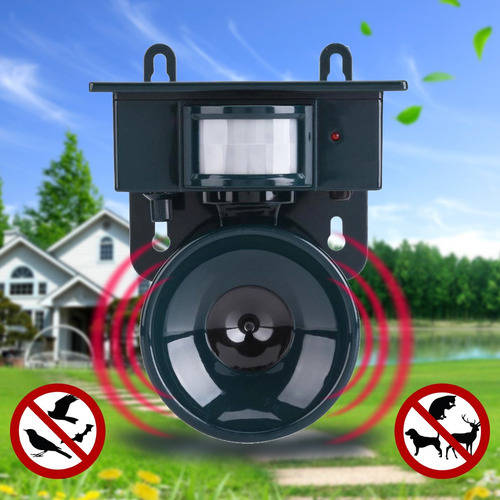 Espanta Cachorro Gatos C/ Sensor Alarme Led Solar P/ Jardim