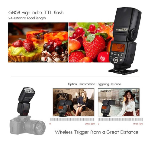 Imagen 3 de 9 de Flash Yongnuo | Yn565ex Iii | Para Canon | Ttl | Regalos.