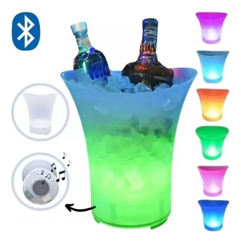 Hielera Parlante Con Luces 7lts Por Bluetooth Cubo De Luces Agua Colores