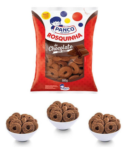 Biscoito Rosquinha De Chocolate Panco 500 Gramas Kit 3