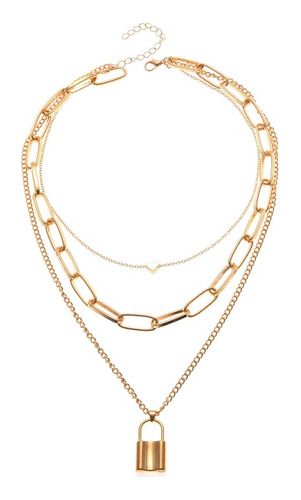 Collar Multiple Chocker Candado Cadena