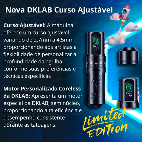 Pen Dklab Mizar Curso Ajustável Máquina Tattoo Tatuagem