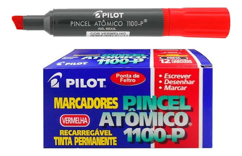 Pincel Atômico Permanente Canetão Pilot Vermelho Kit 12