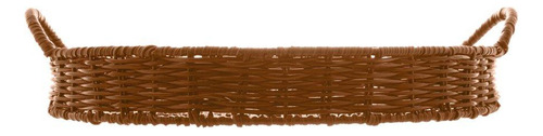 Bandeja Com Alça Lyor Rattan De Plástico Marrom 38cm