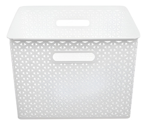 Canasto Organizador De Plástico Cuadrado Blanco 35 L