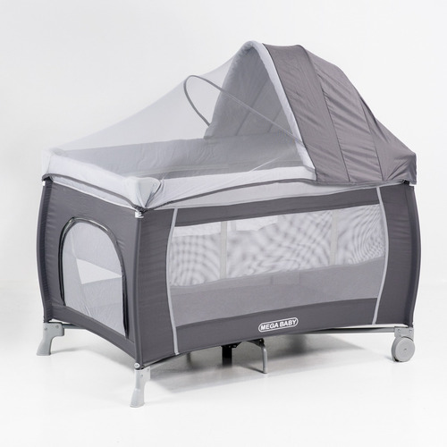 Practicuna Bebé Mega Baby Piscis C/cambiador, Capota Y Tul Color Dark grey Diseño de la tela Liso