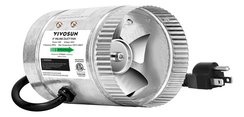 Ventilador De Conducto En Línea Vivosun De 4 Pulgadas, 100 C